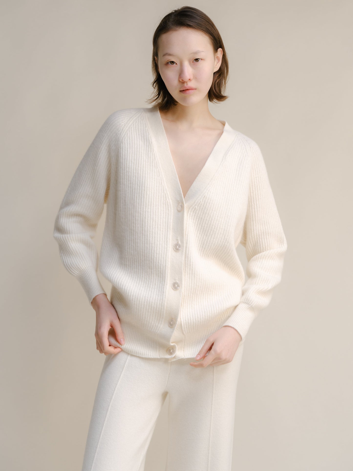 Cashmere Mix Long Ribbed Cardigan, premium Italian knitwear