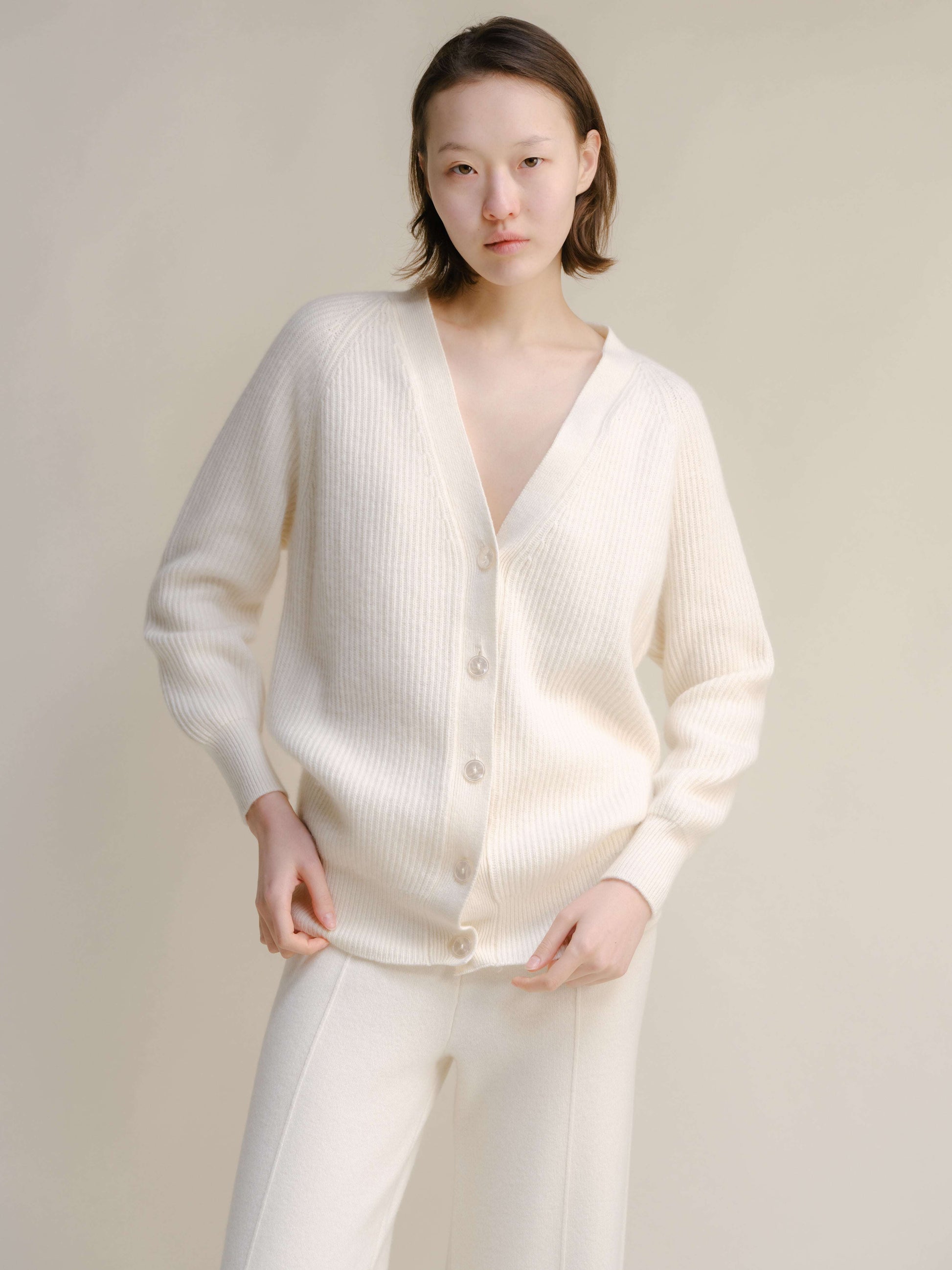 Cashmere Mix Long Ribbed Cardigan, premium Italian