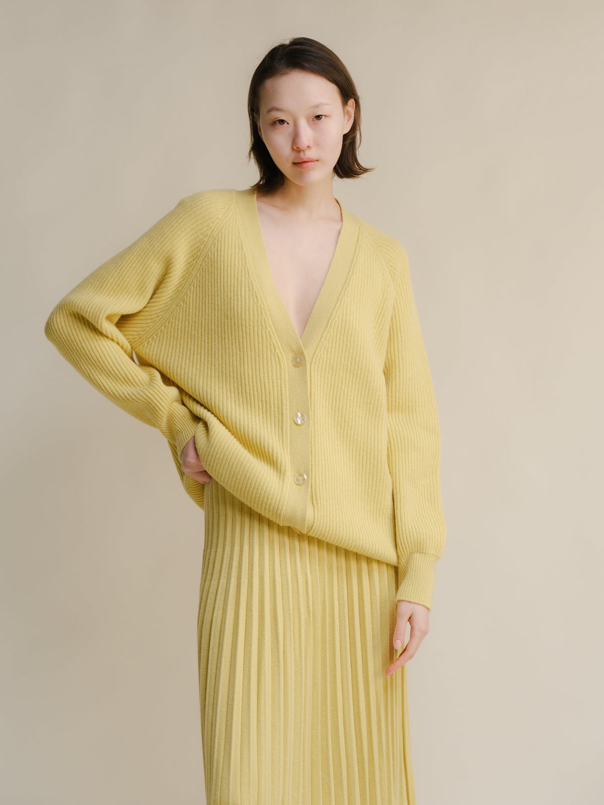 Cashmere Mix Long Ribbed Cardigan, premium Italian knitwear
