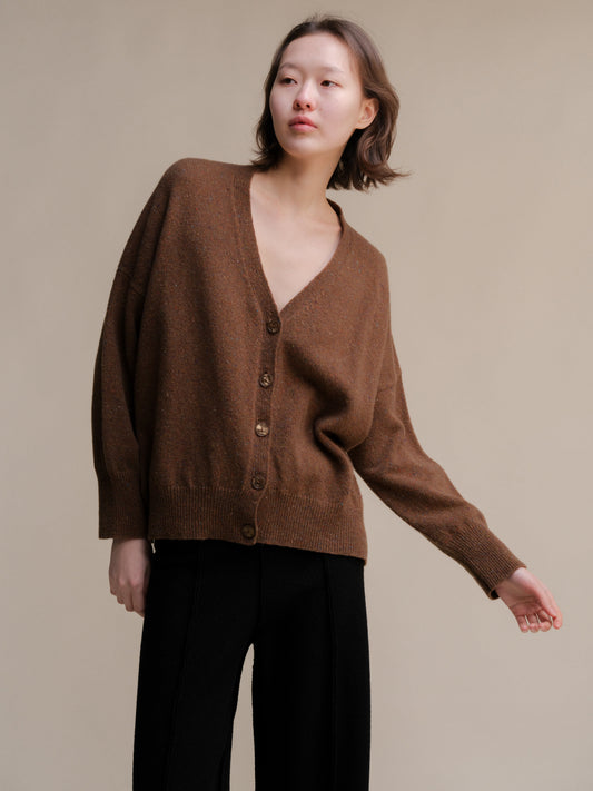 Oversize-Strickjacke aus Tweed, italienische Strickwaren