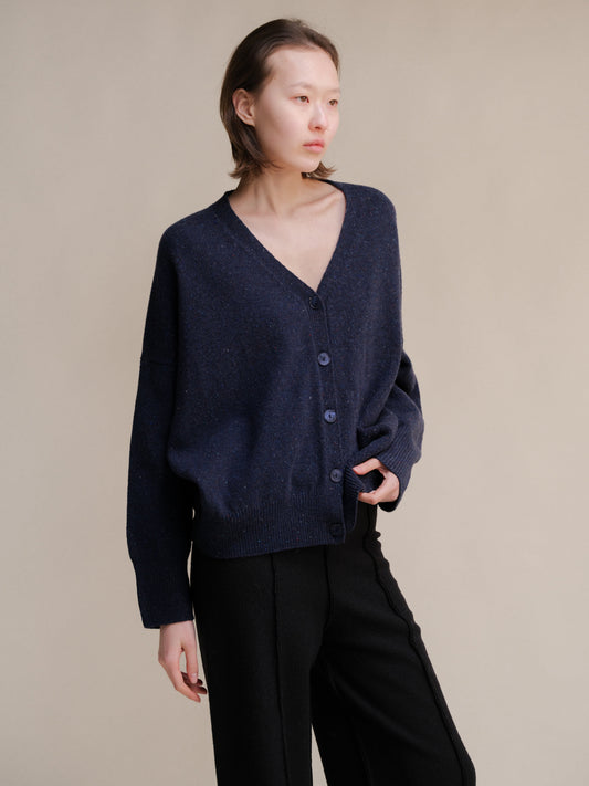Oversize-Strickjacke aus Tweed, italienische Strickwaren