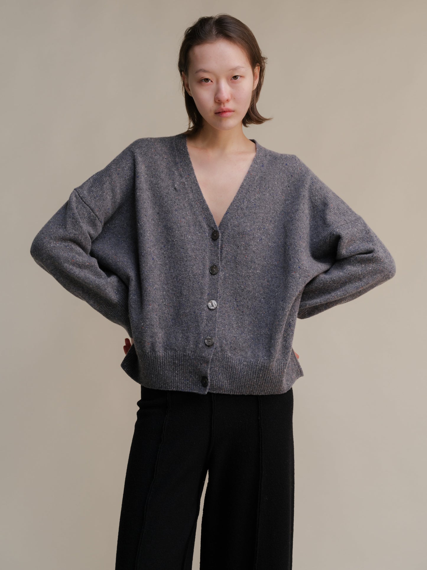 Tweed Oversized Cardigan Italian Knitwear