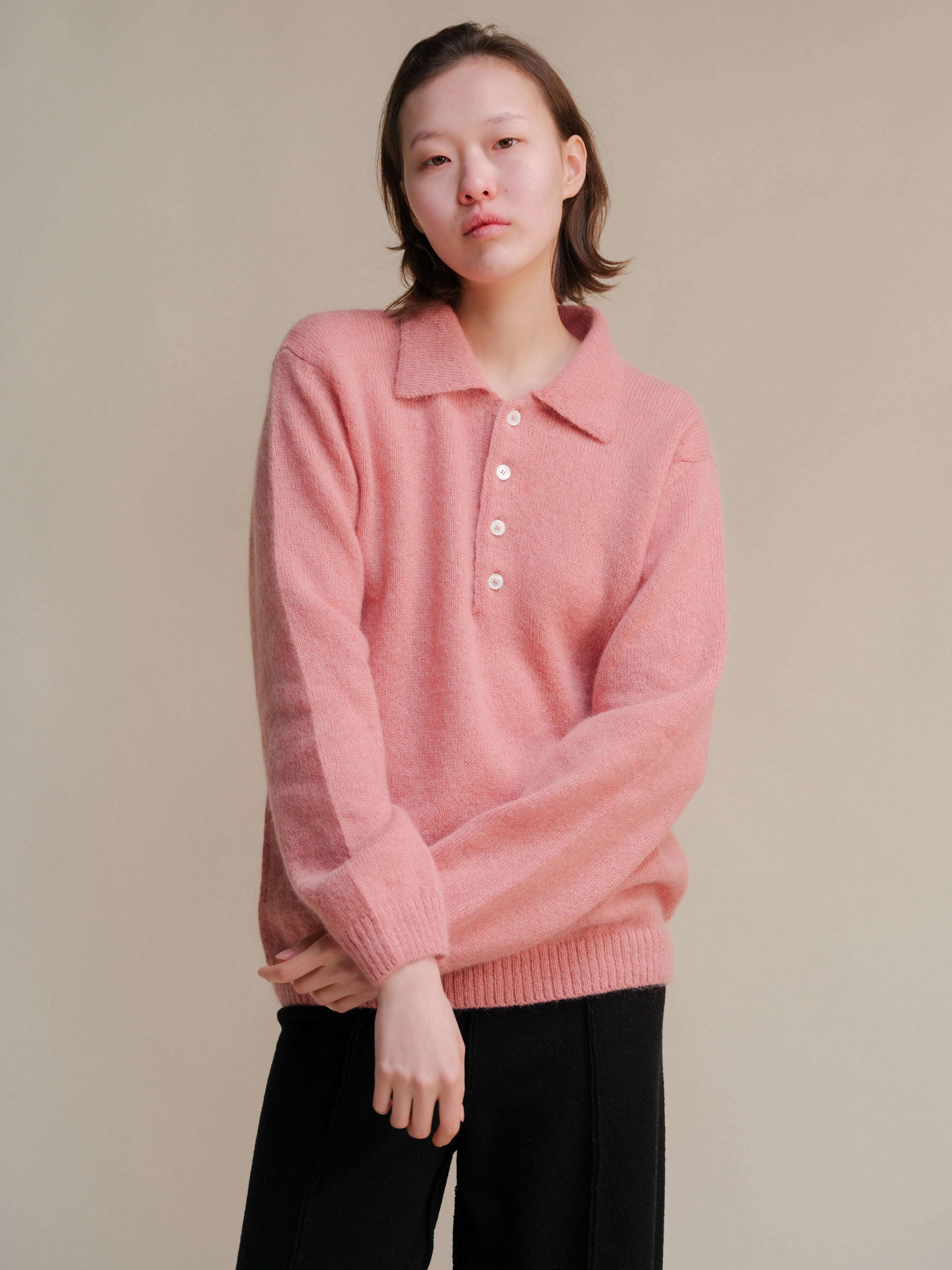 Polo in Mohair Mix in pink