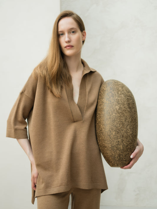 Extrafeines Merinowoll-Maxipolo – Italienische Stricktechnik