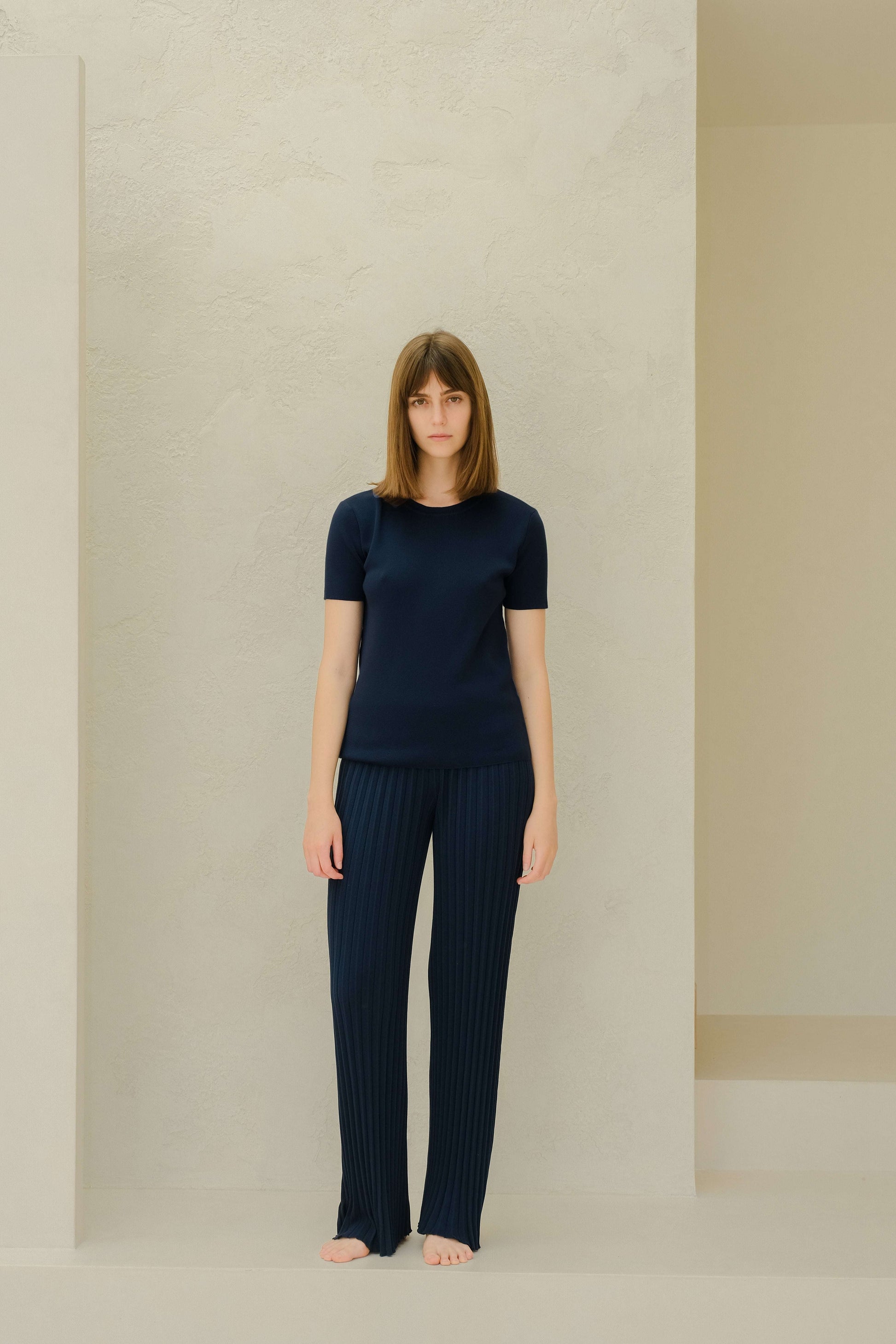 Fine Cotton Plissé Pants 3D-Knit in OEKO TEX cotton