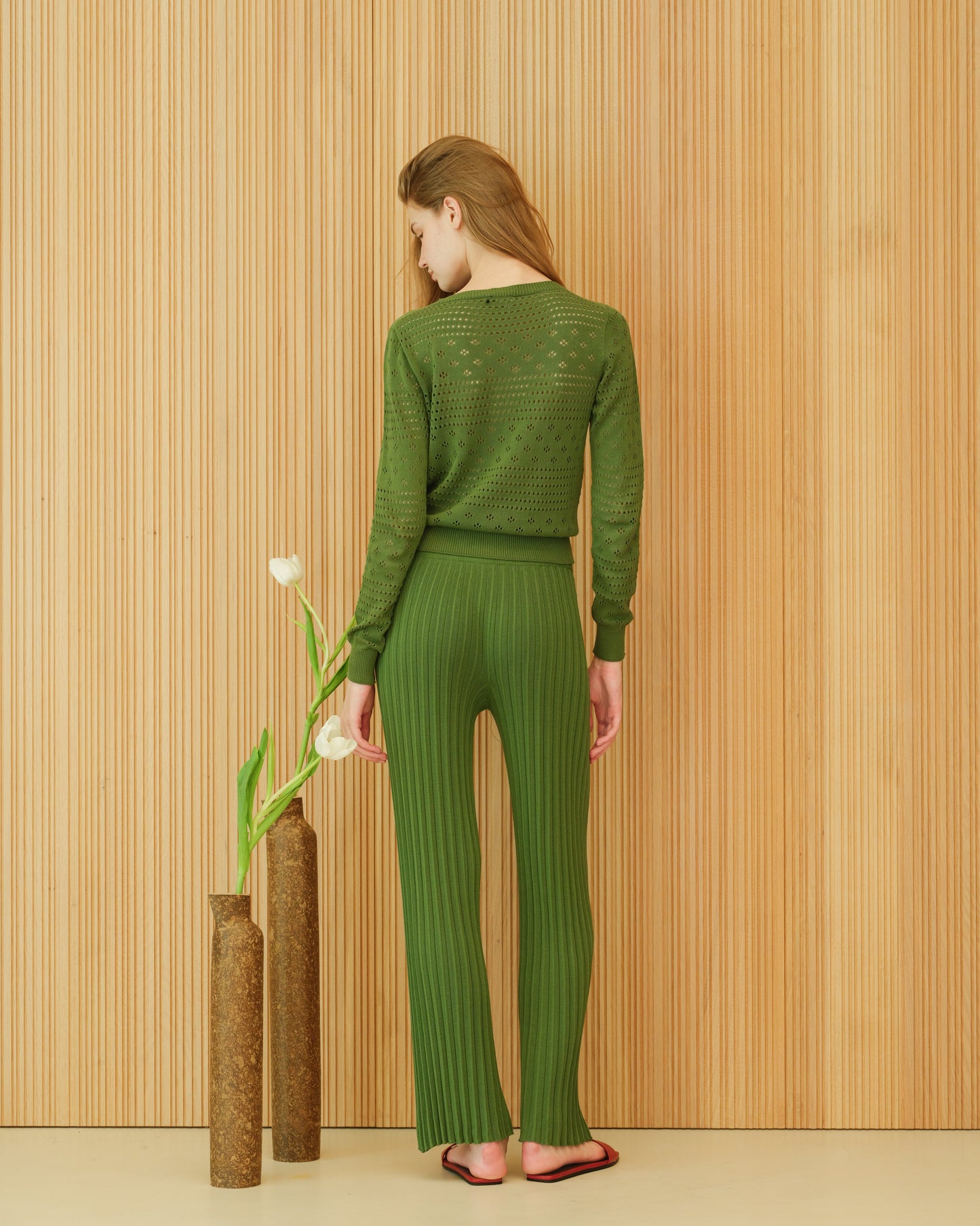 Pantalon plissé en coton fin, maille 3D, coton certifié OEKO-TEX