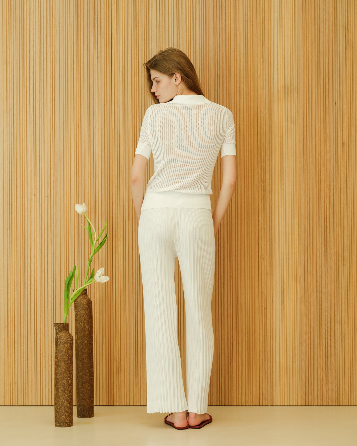 Polo en micro-pointelle de coton finement maillé