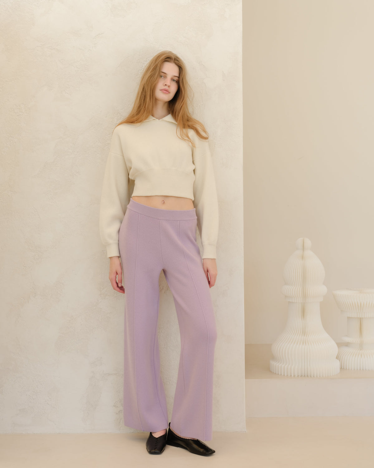 Cashmere Mix Solid Trousers