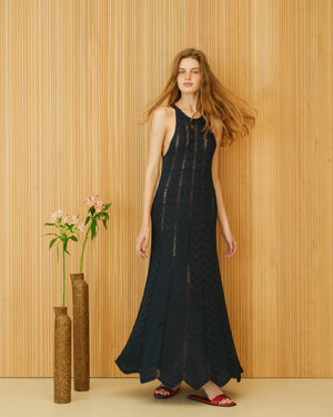 Fine Cotton Dress with Zig Zag Crochet-0