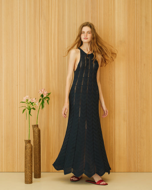 Fine Cotton Dress with Zig Zag Crochet-0