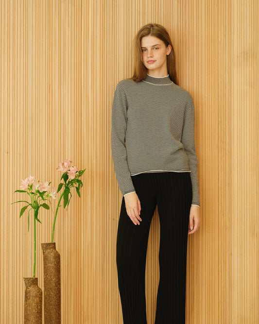 Pima Cotton Striped Crewneck-0