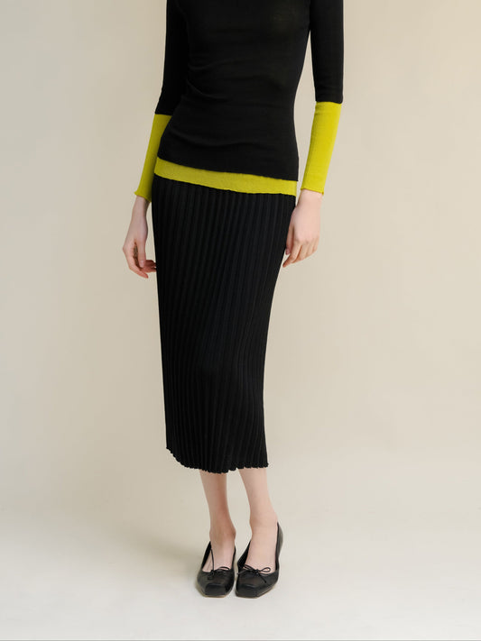 Extra Fine Merino Wool Plissè Skirt - 3D-Knit