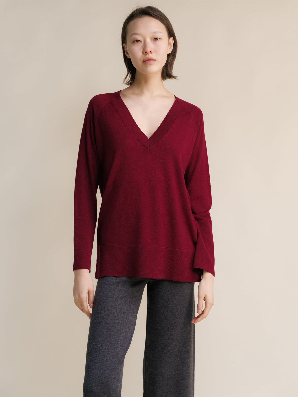 Extra Fine Merino V Neck Maxi Sweater