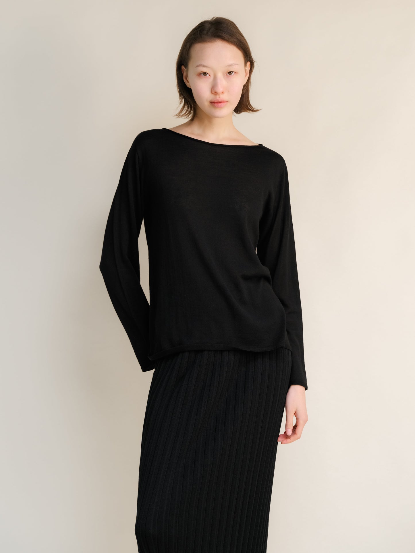 Extra Fine Merino Wool Boatneck Sweater Italian Knitwear