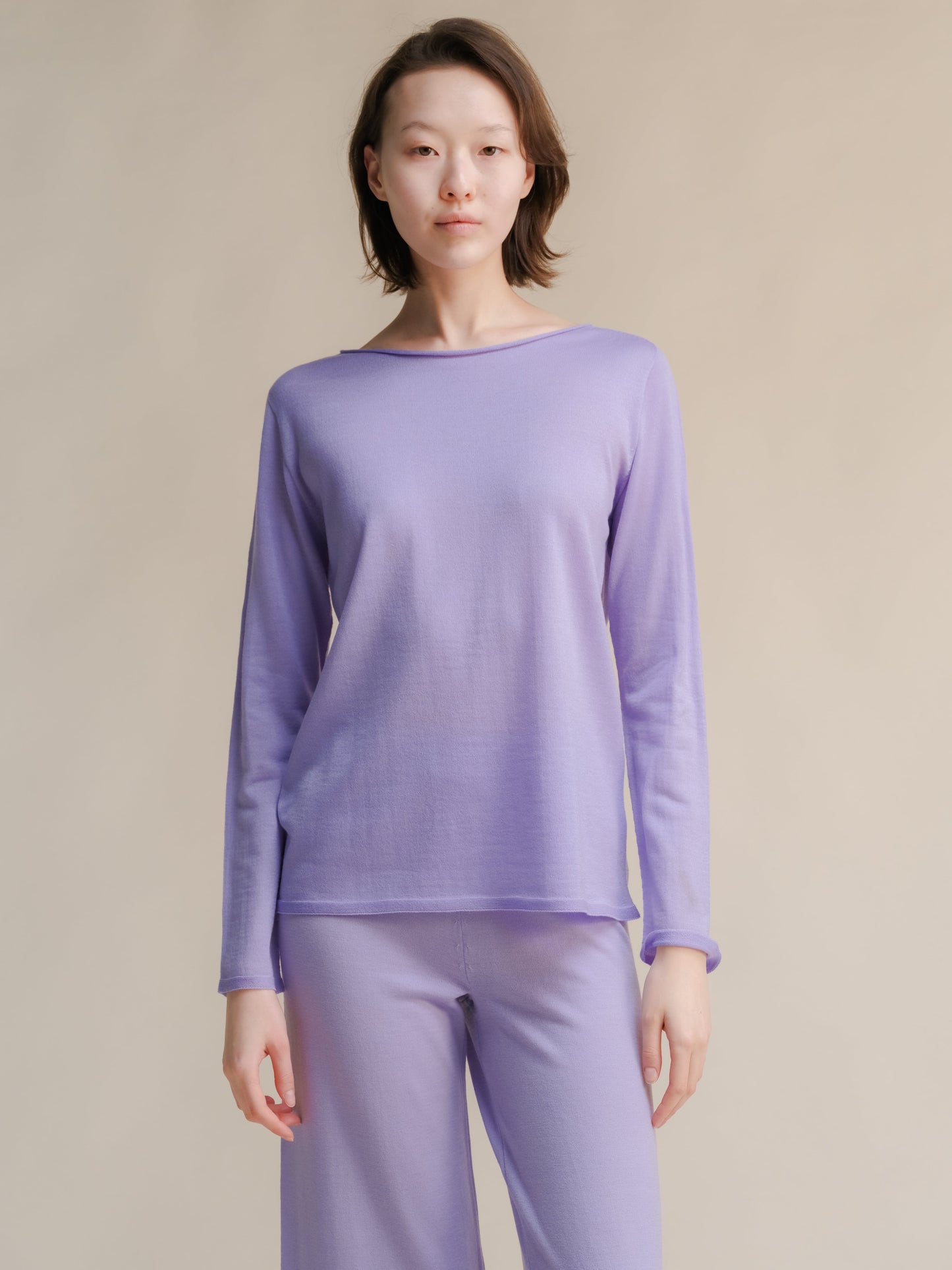 Lavender Extra Fine Merino Wool Cardigan by HenryPawHaven. Lightweight Italian knitwear in soft and sustainable merino wool.
