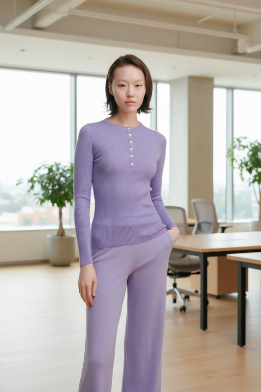 Feiner Hanley-Pullover aus extrafeiner Merinowolle mit Rippenstruktur