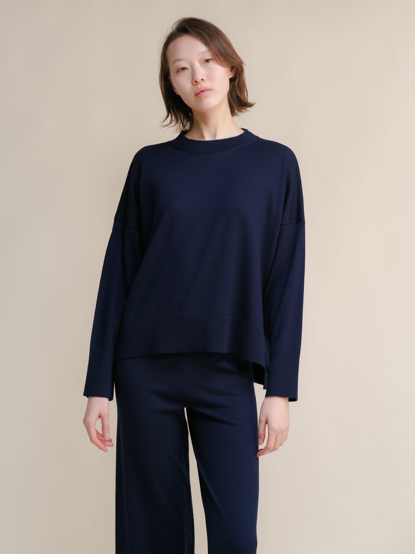 Alma Extra Fine Merino Wool Oversized Crewneck Sweater - Italian Knit