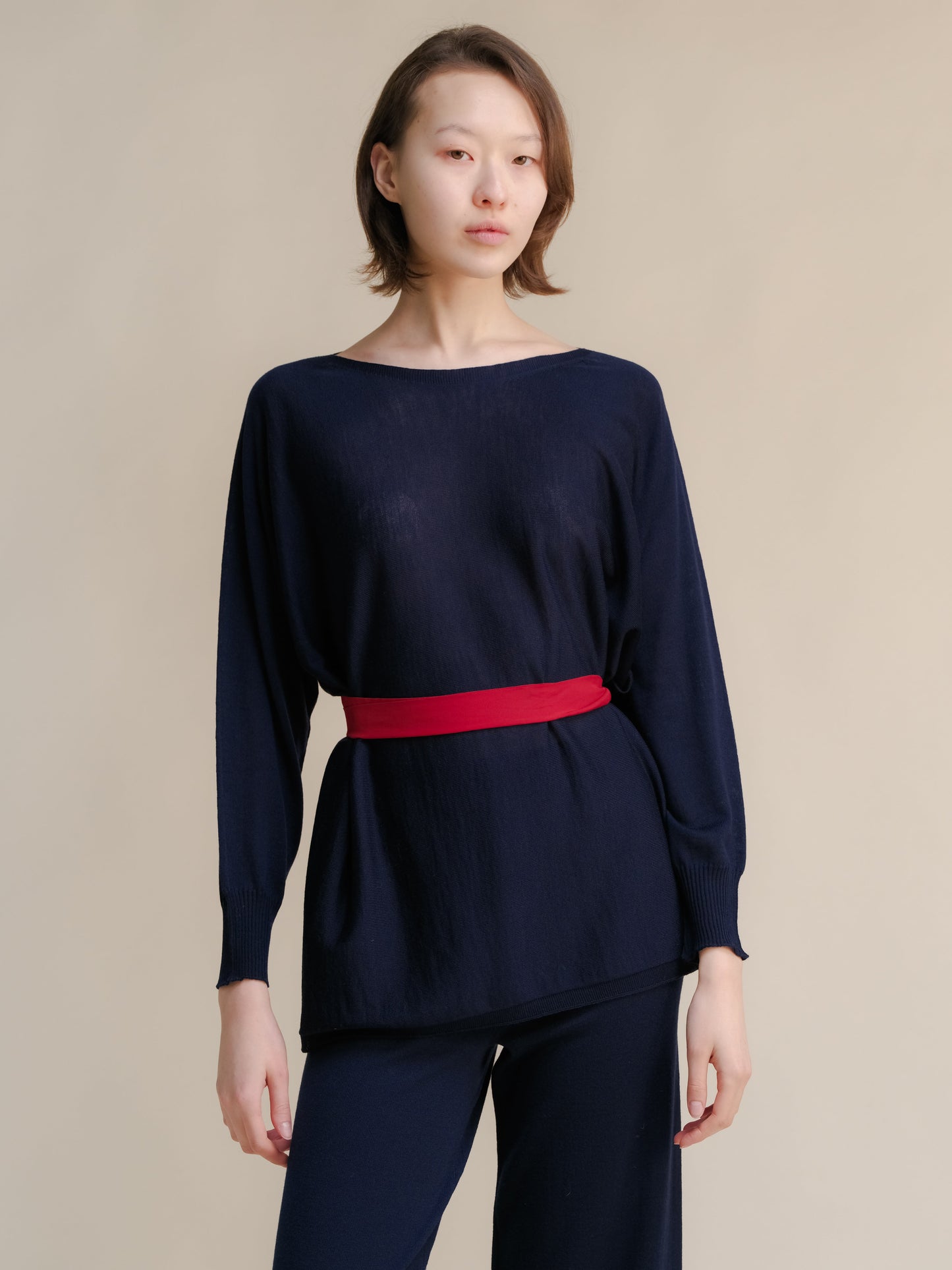 Extra Fine Merino Wool Boat Neck Oversized Sweater 3D-Knit