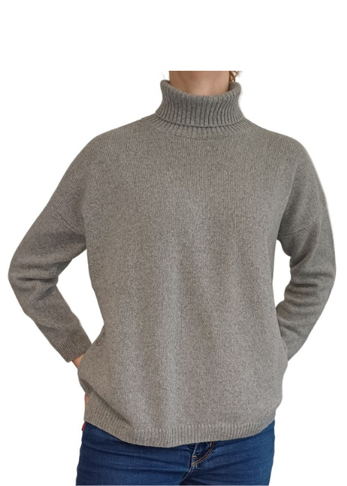 Women's Oversized High Neck Sweater - Regenerated Cashmere