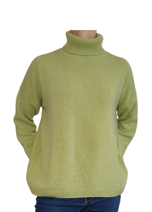 Women's Oversized High Neck Sweater - Regenerated Cashmere