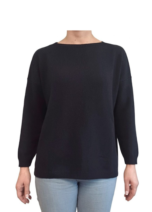 Maglia Donna Over Scollo Barca Cashmere Rigenerato-3