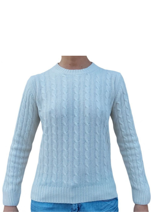 Maglia Donna a Trecce Girocollo in Cashmere Rigenerato-2