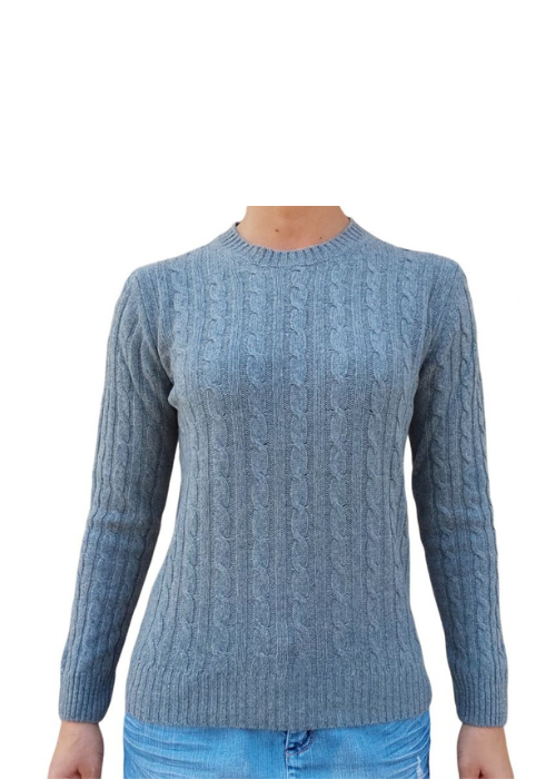 Maglia Donna a Trecce Girocollo in Cashmere Rigenerato-3