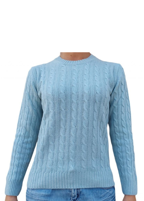 Maglia Donna a Trecce Girocollo in Cashmere Rigenerato-4