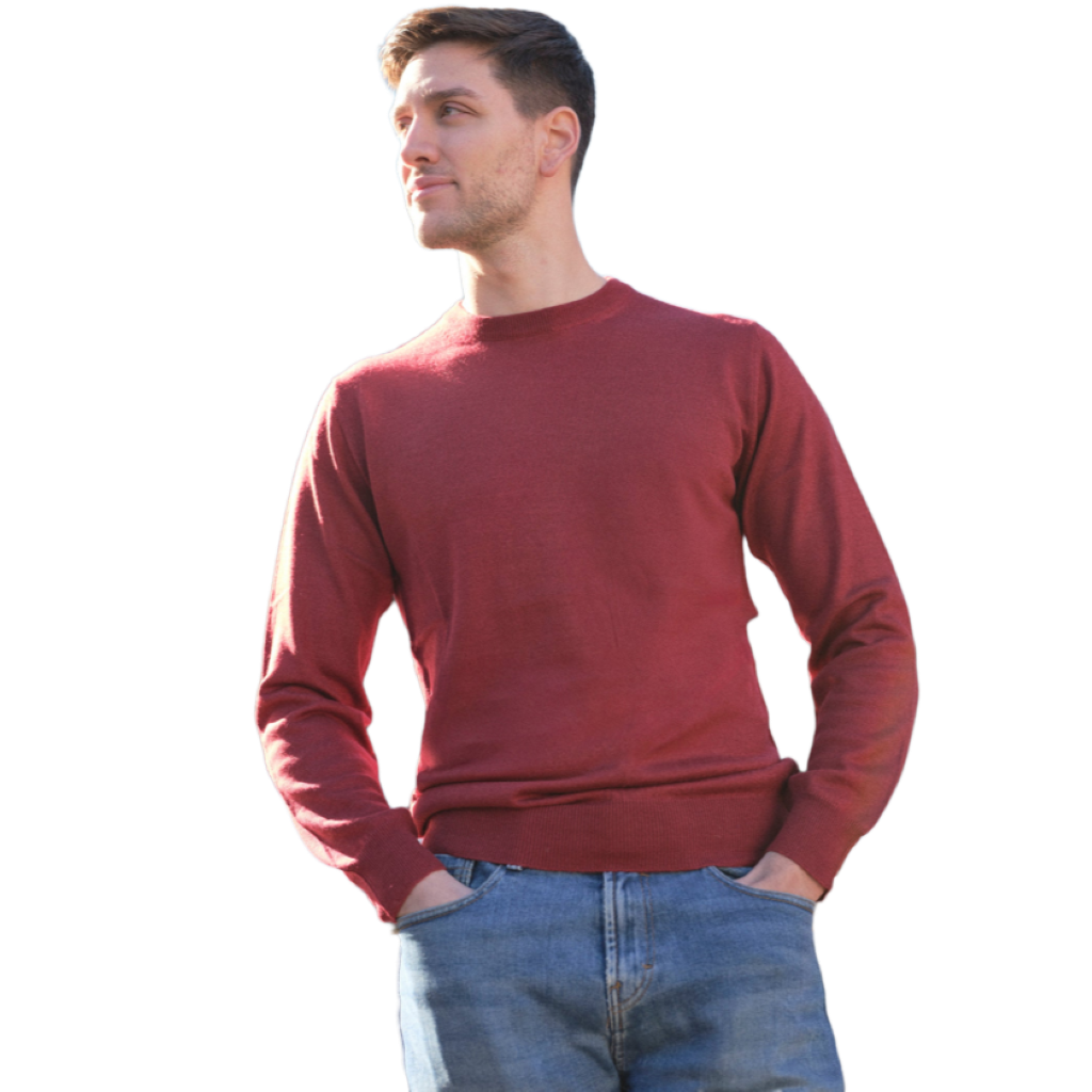 Maglia Uomo in misto Cashmere, Seta e Lana Merino Extrafine Girocollo-0