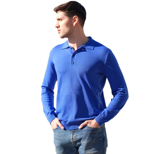 Polo uomo manica lunga in lana merino extrafine-1
