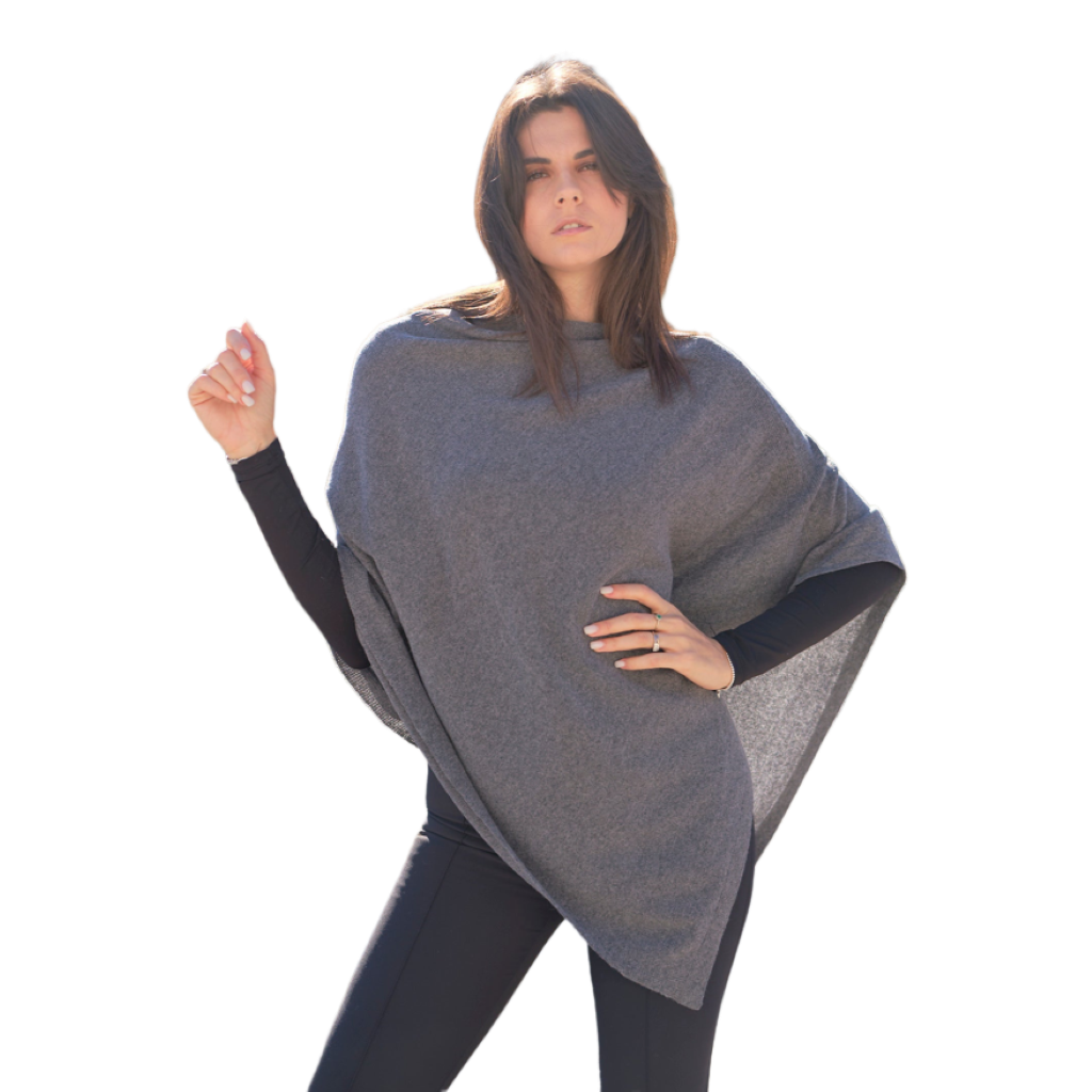 Mantella asimmetrica donna in lana merino extrafine cashmere e seta-0