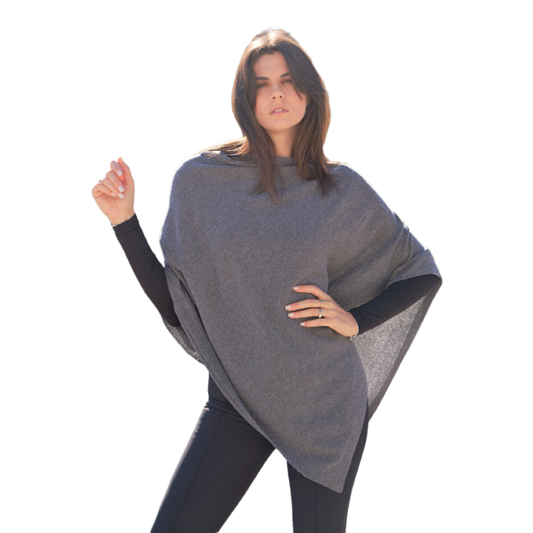 Mantella asimmetrica donna in lana merino extrafine cashmere e seta-0