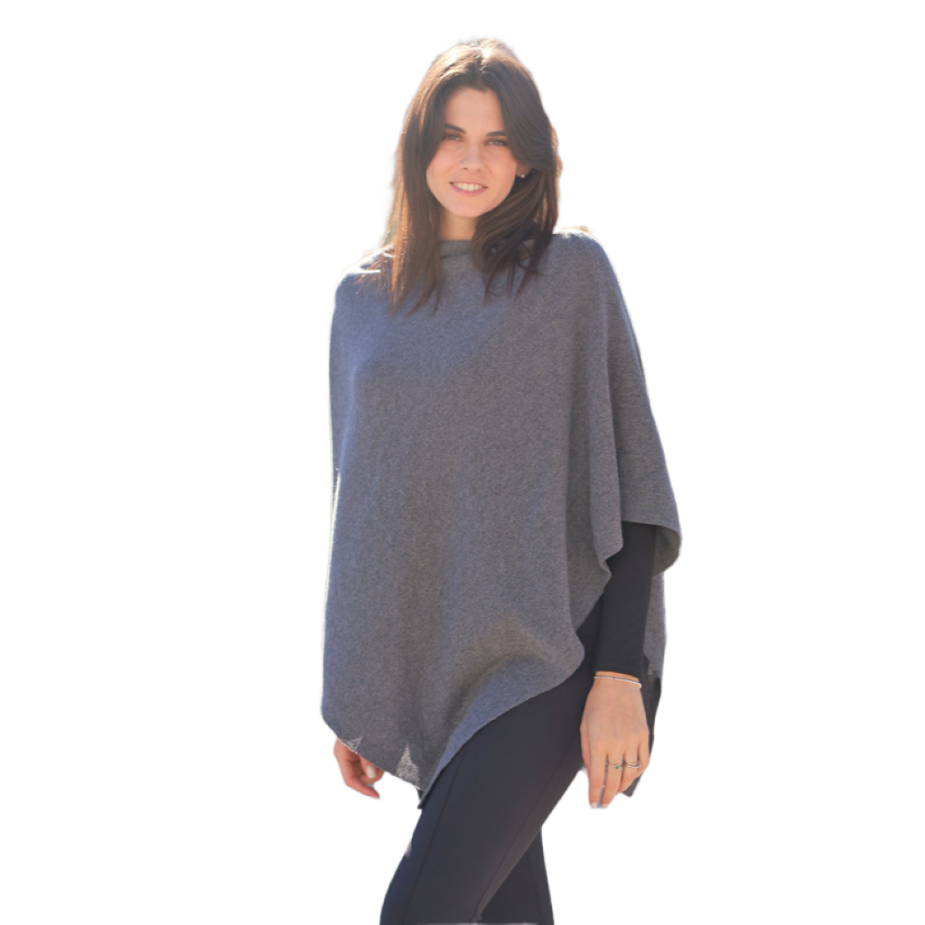 Mantella asimmetrica donna in lana merino extrafine cashmere e seta-1