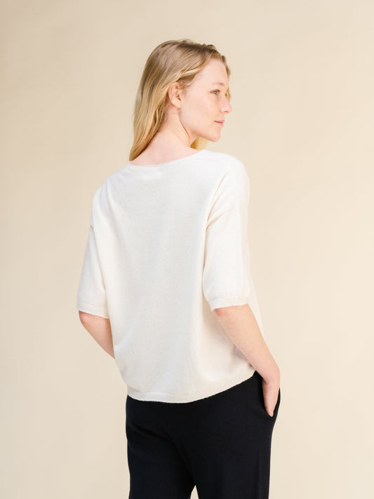 Cashmere Mix V-Neck T-Shirt - 3D-Knit