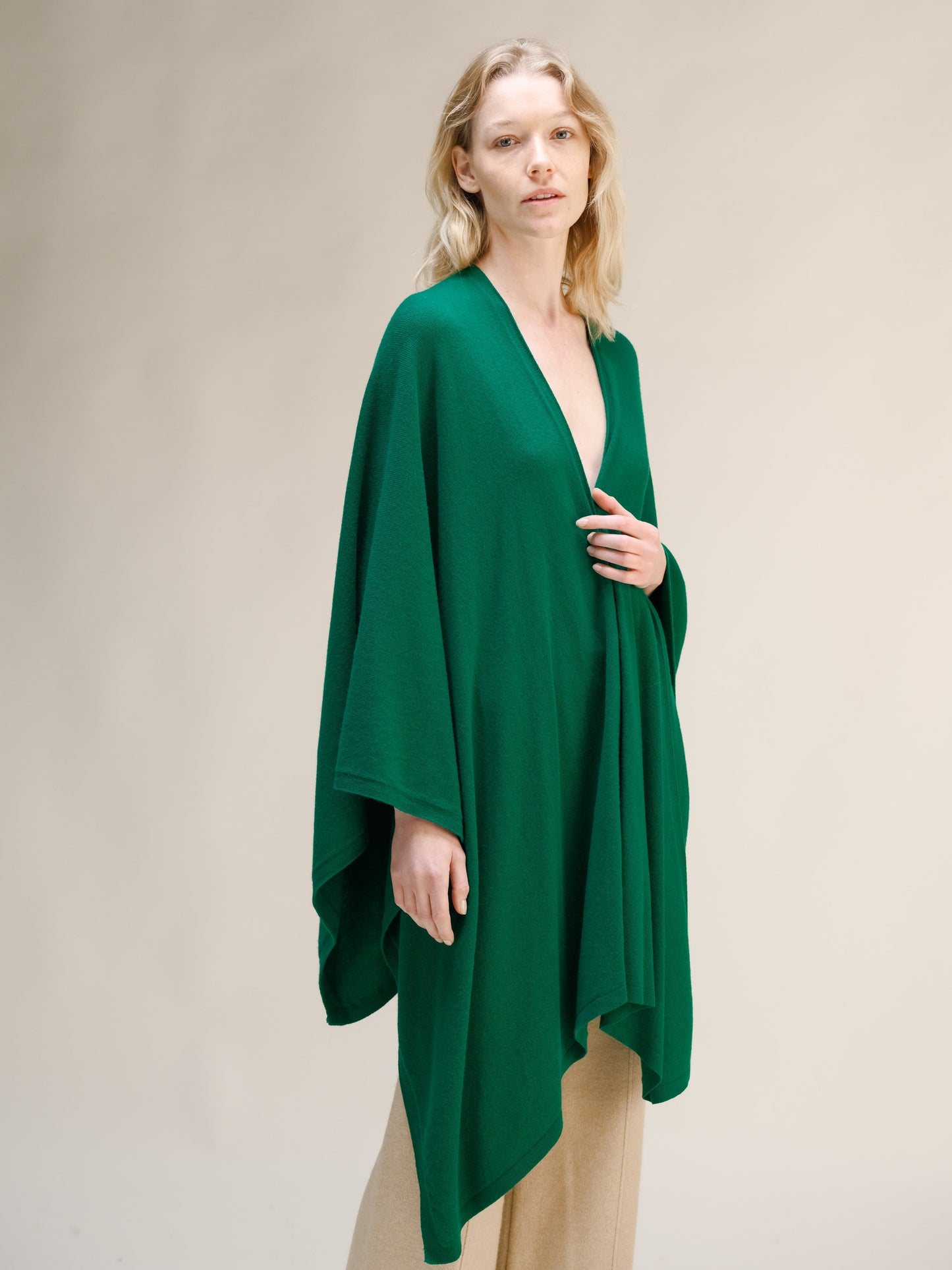 Cashmere Mix Maxi Cape Italian Knitwear