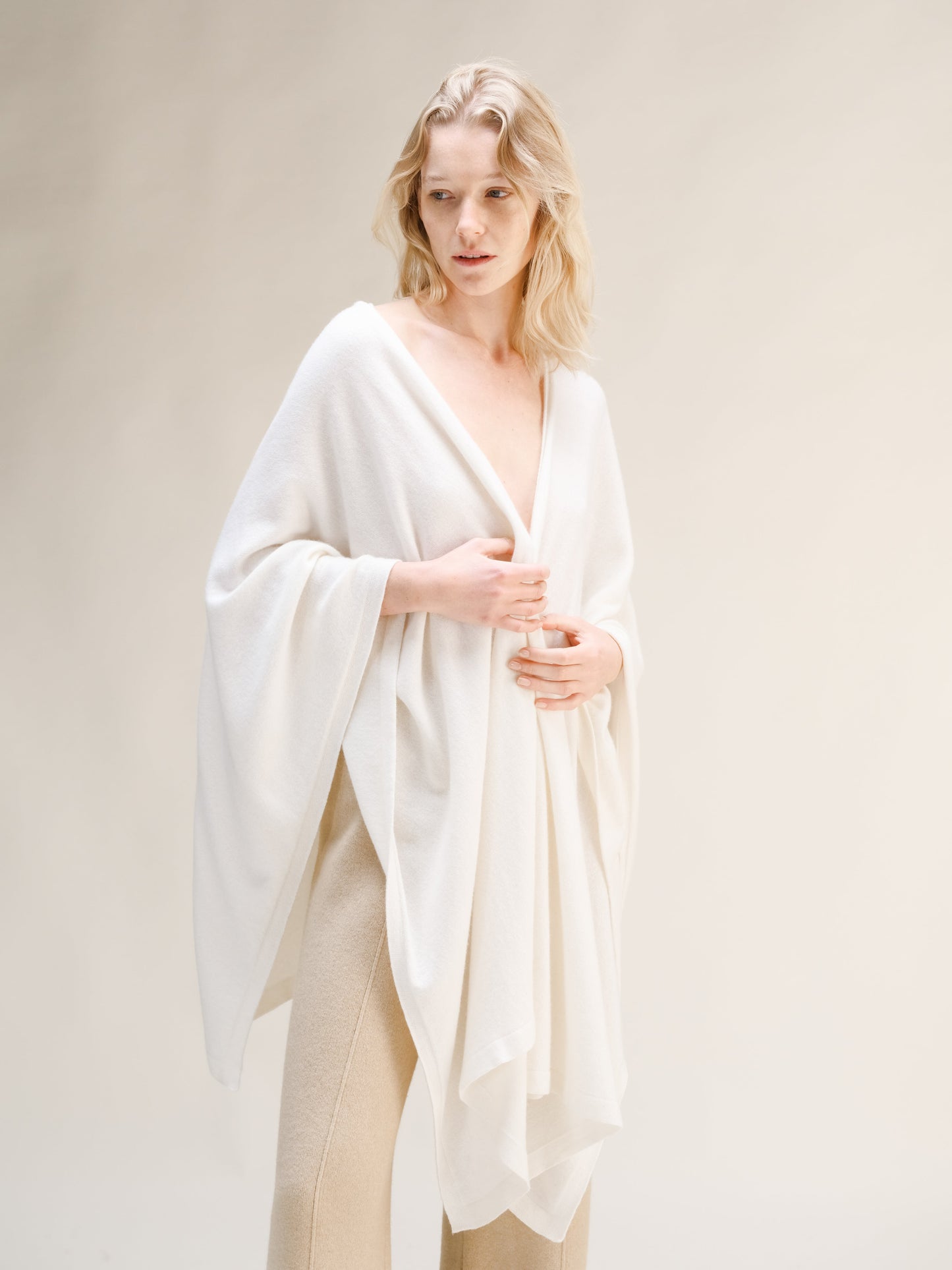 Cashmere Mix Maxi Cape - Italian Knitwear