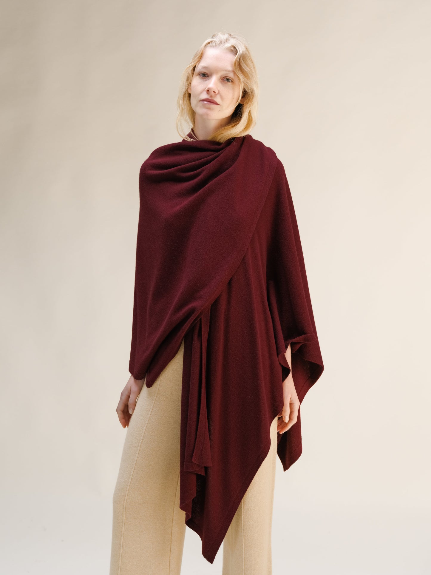 Cashmere Mix Maxi Cape - Italian Knitwear