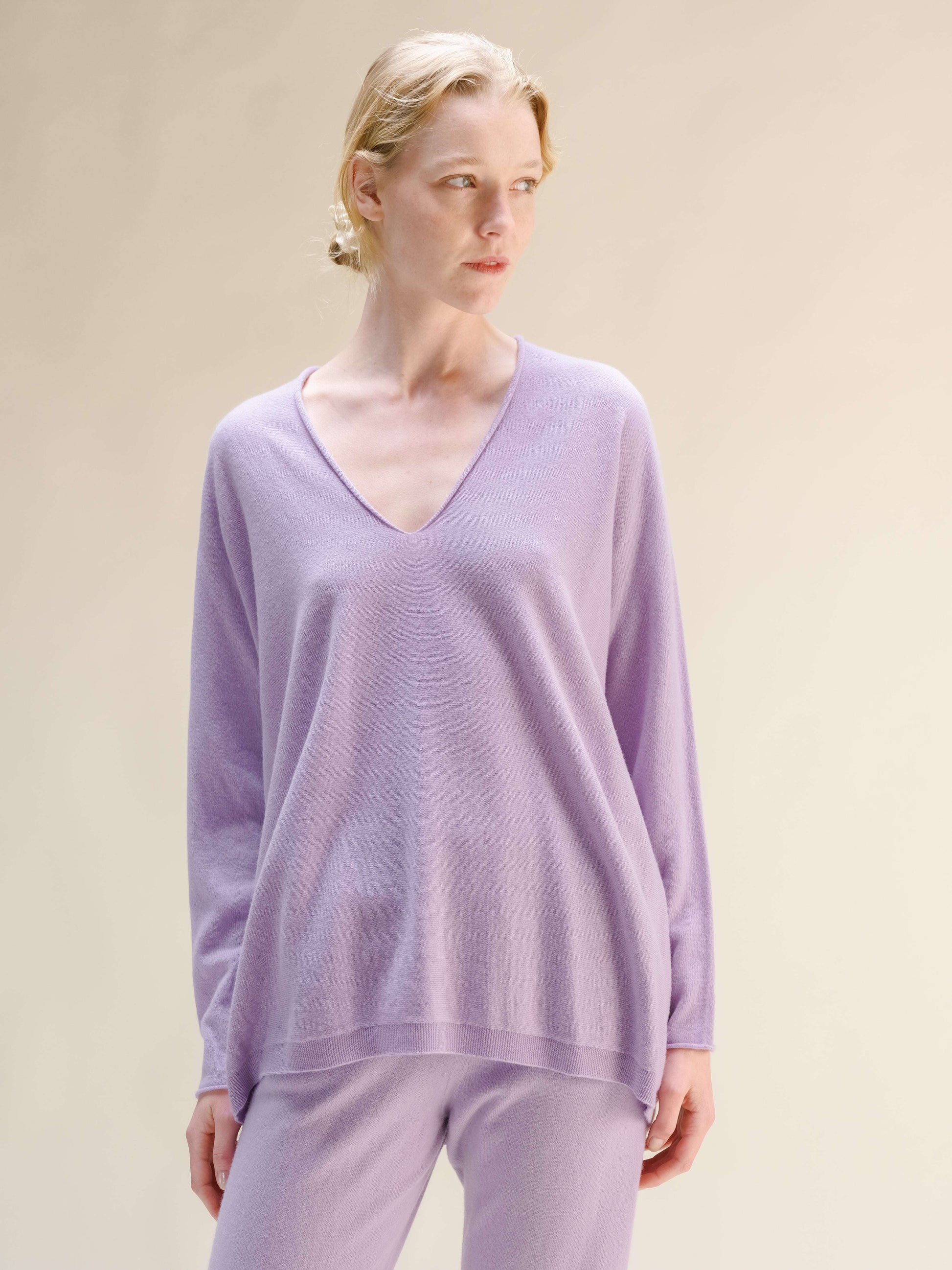 Cashmere Mix Maxi V Neck 3D-Knit Sweate
