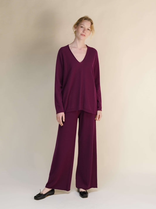 Cashmere Mix Maxi V Neck 3D-Knit Sweater