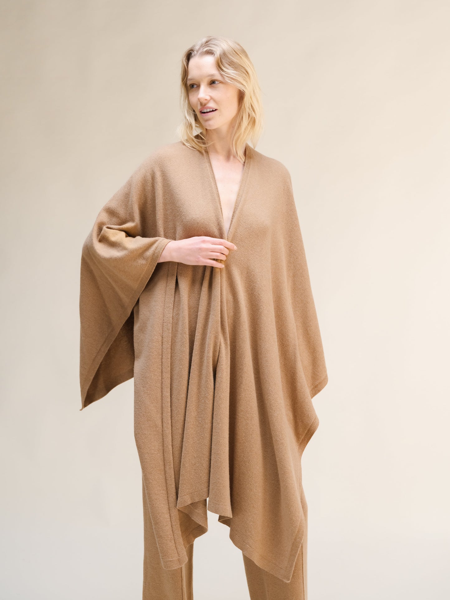 Cashmere Mix Maxi Cape Italian Knitwear