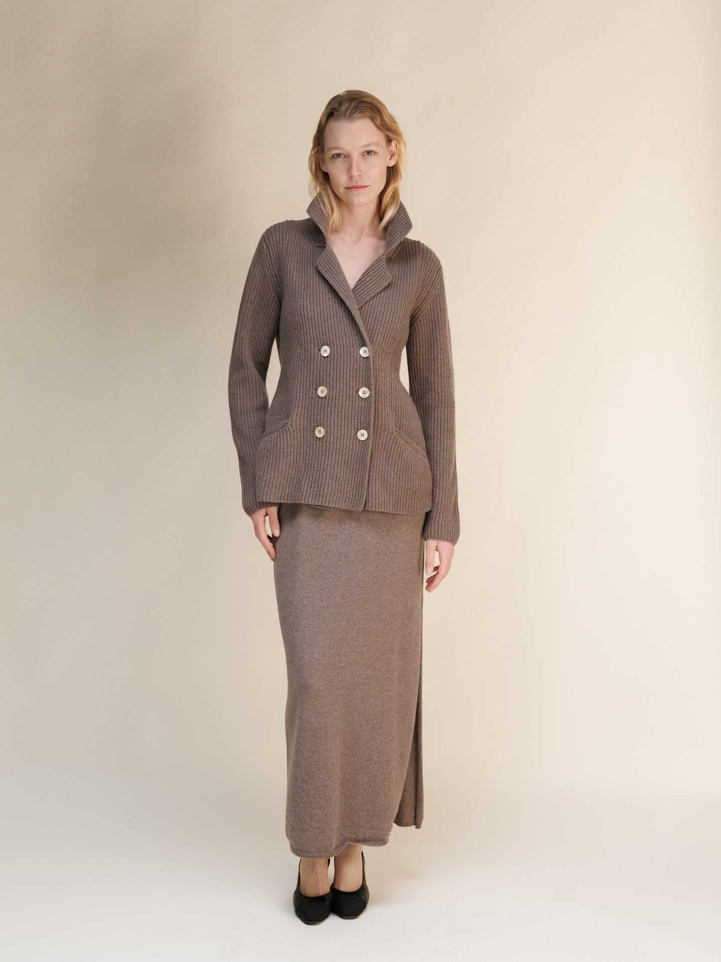 Artisan Cashmere Double-Breasted Knit Jacket