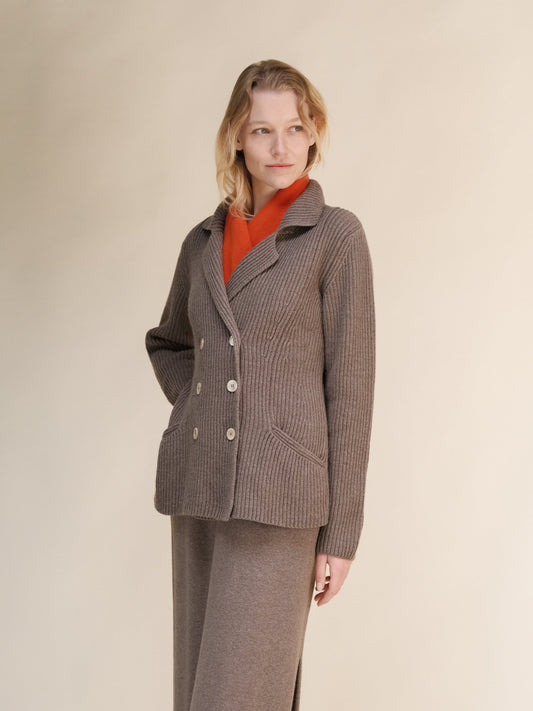 Artisan Cashmere Double-Breasted Knit Jacket