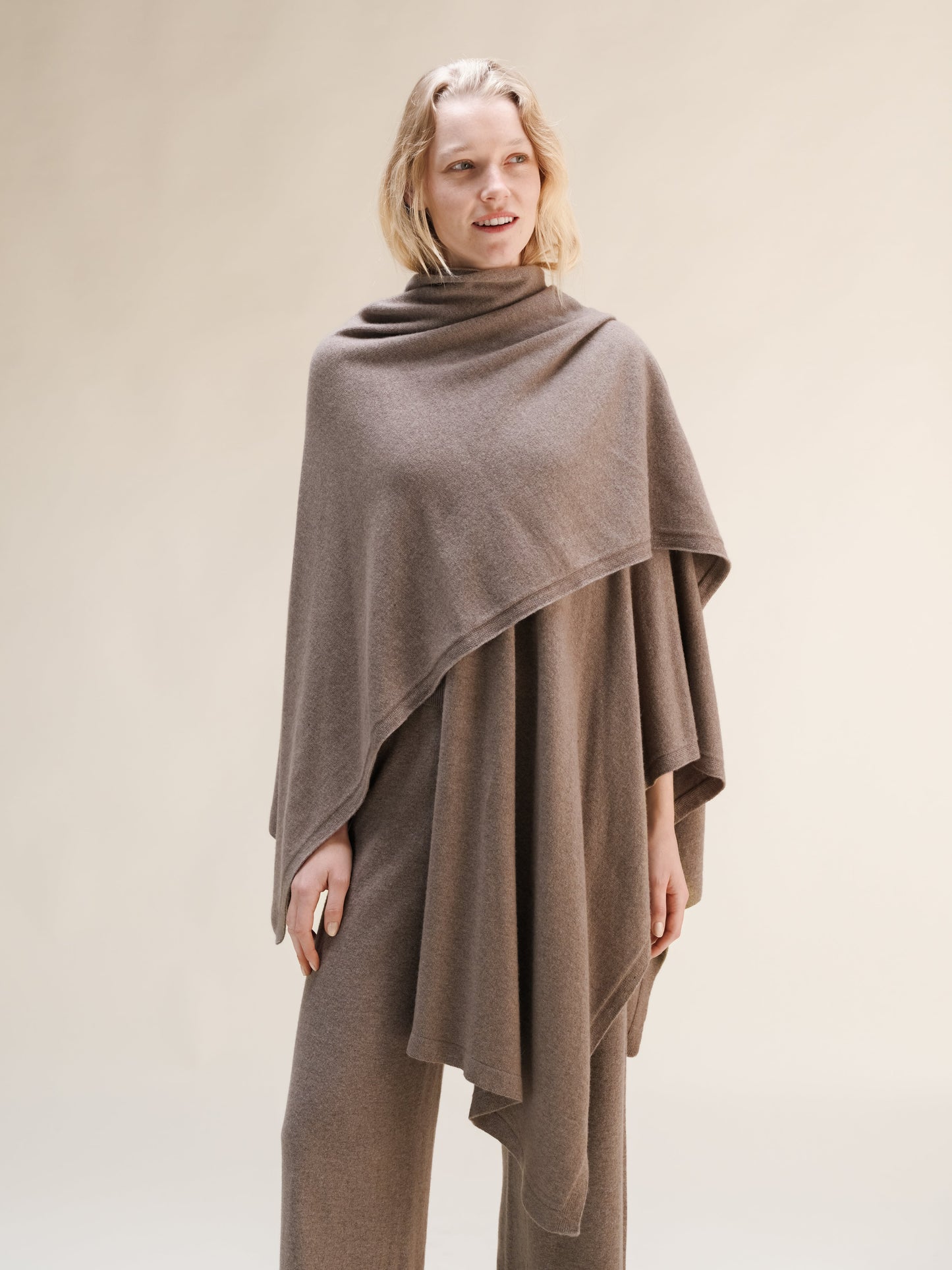 Cashmere Mix Maxi Cape - Italian Knitwear