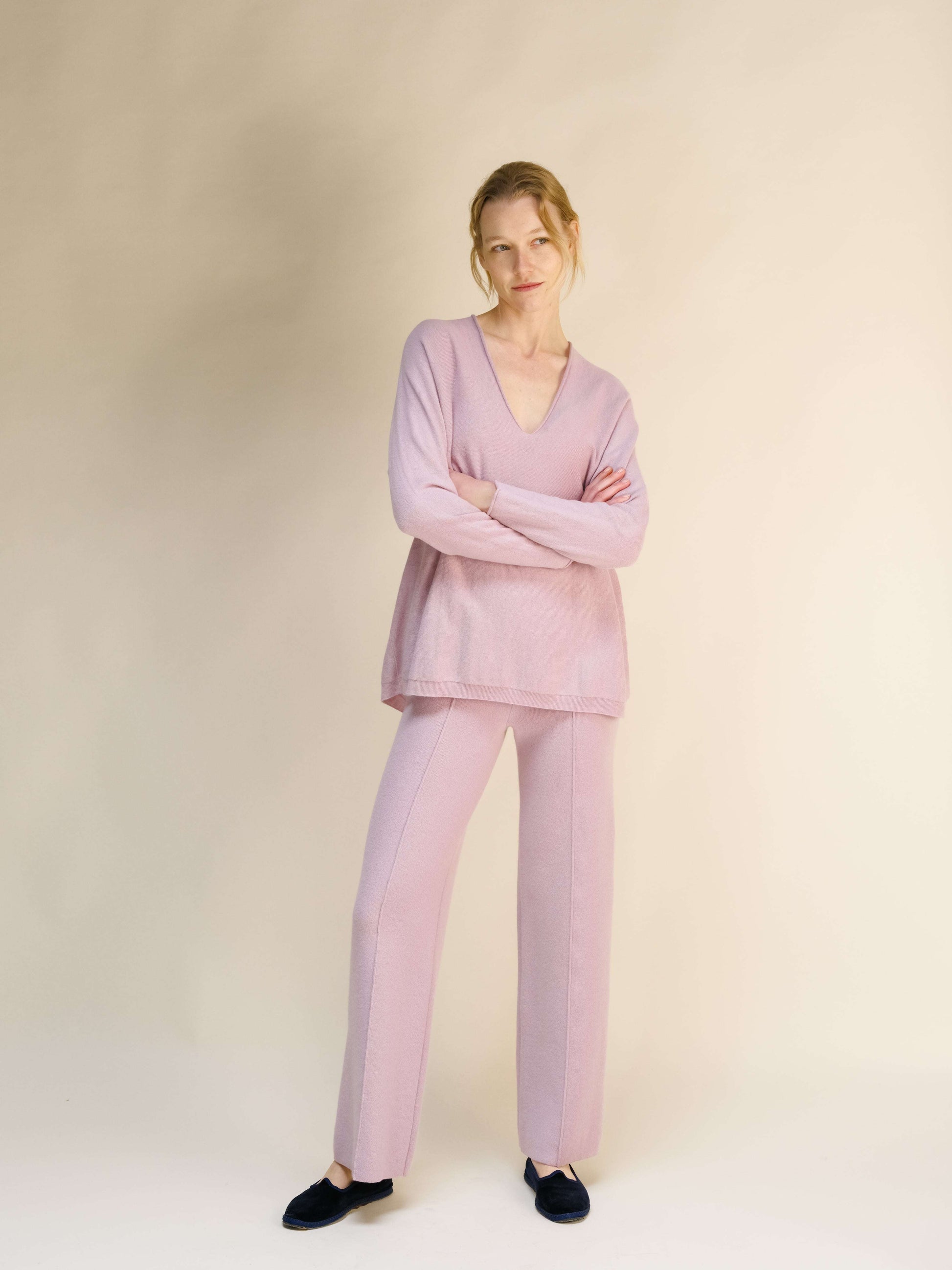 Cashmere Mix Maxi V Neck 3D-Knit Sweate