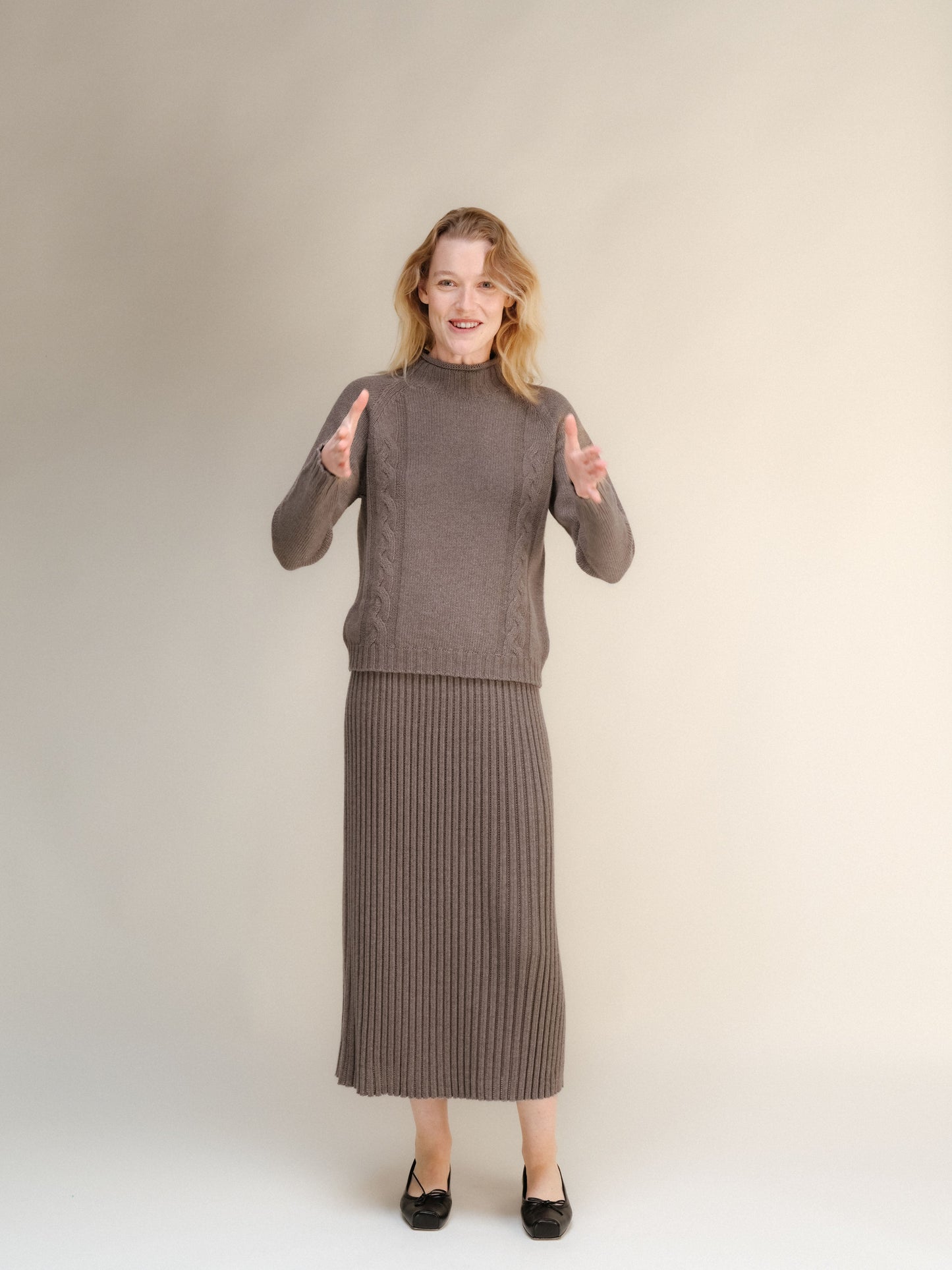 Cashmere Mix Perforated Skirt 3D-Knit