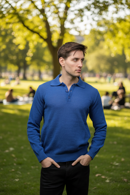 Polo Uomo Manica Lunga Lana Merino Filiera Corta-2