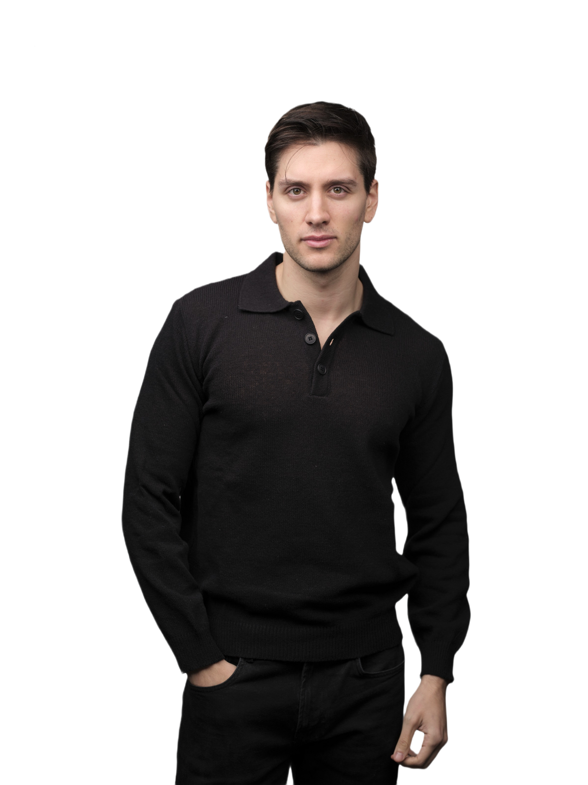 Men's Long-Sleeve Merino Wool Polo