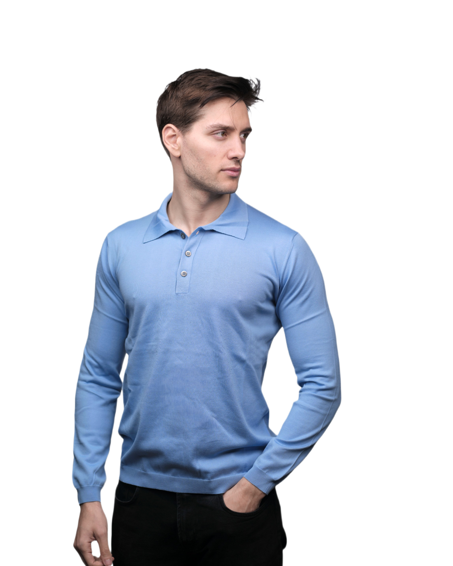 Men's Long Sleeve Polo Shirt Crafted from ELS Cotton