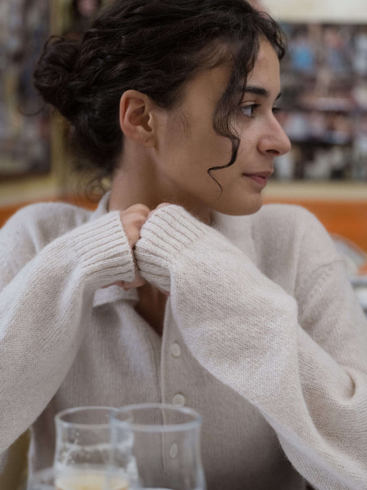 Polo in Mohair Mix worn casually