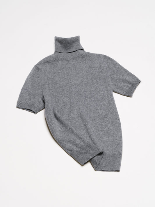 Kurzärmliger Rollkragenpullover aus reinem Kaschmir